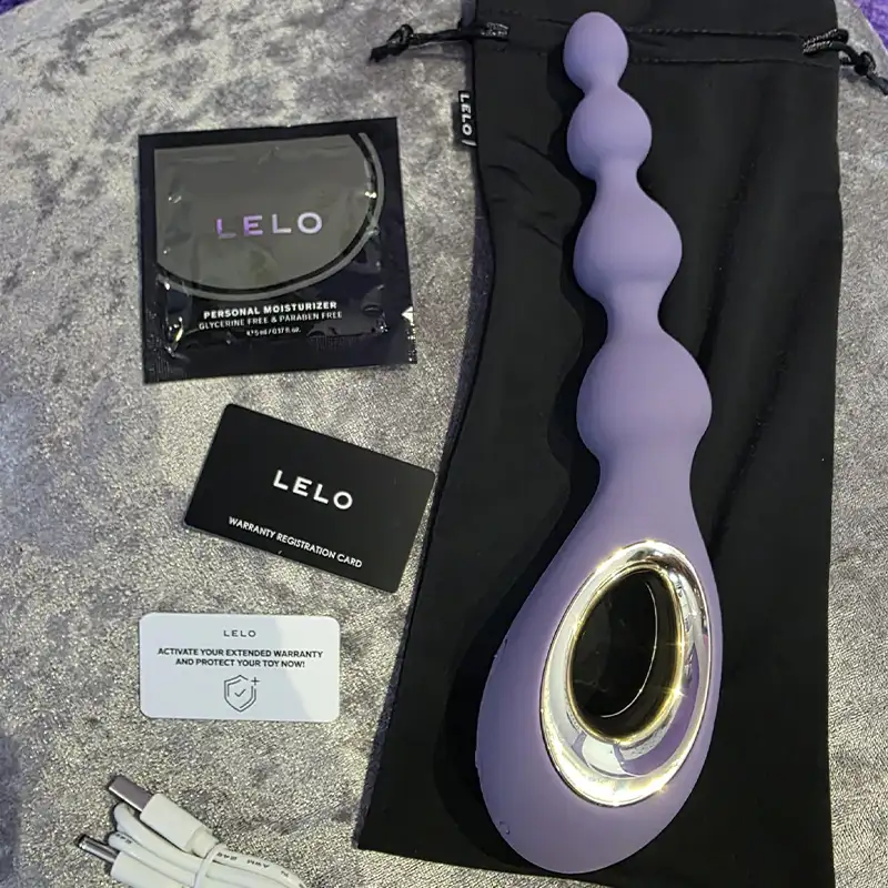 LELO Soraya beads on luxury fabric – premium design closeup