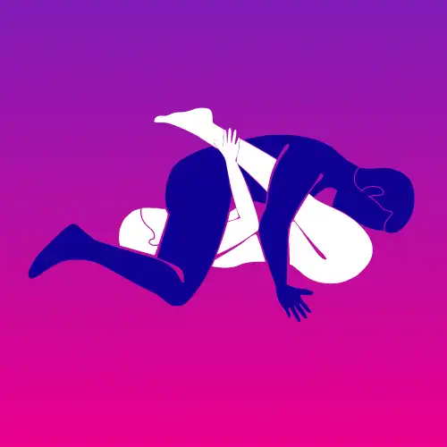 Tangled Delight sex position – couples lying side by side in intimate, intertwined position
