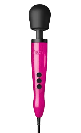 womans hand holding a wand/massager sex toy