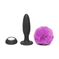 Happy Rabbit Rechargeable Vibrating Butt Plug Medium - Black/Purple Happy Rabbit Rechargeable Vibrating Butt Plug Medium - Black/Purple
