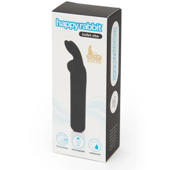 Happy Rabbit Rechargeable Vibrating Bullet - Black