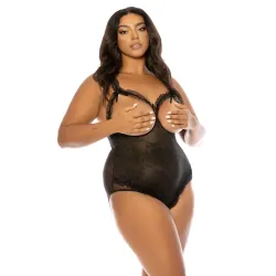 Oh La La Cheri - Amber Teddy - Plus - Queen Size - Black