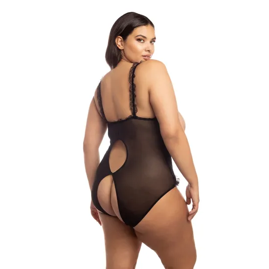 Oh La La Cheri - Amber Teddy - Plus - Queen Size - Black