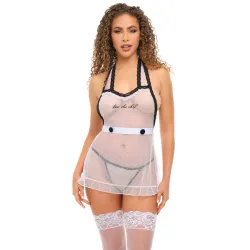 Oh La La Cheri - Kiss The Chef Apron - S/M - Black/White