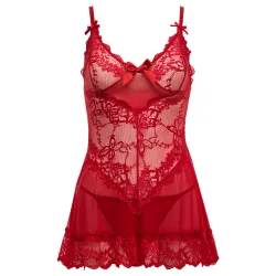 Oh La La Cheri - Valentine Babydoll Plus - 1X/2X - Red