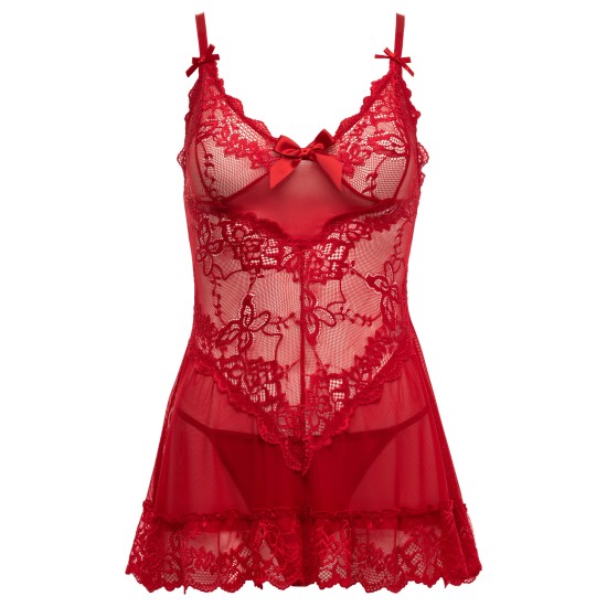 Oh La La Cheri - Valentine Babydoll Plus - 1X/2X - Red