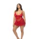 Oh La La Cheri - Valentine Babydoll Plus - 3X/4X - Red