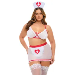 Oh La La Cheri - Naughty Nurse Set Plus - 1X/2X - Red/White