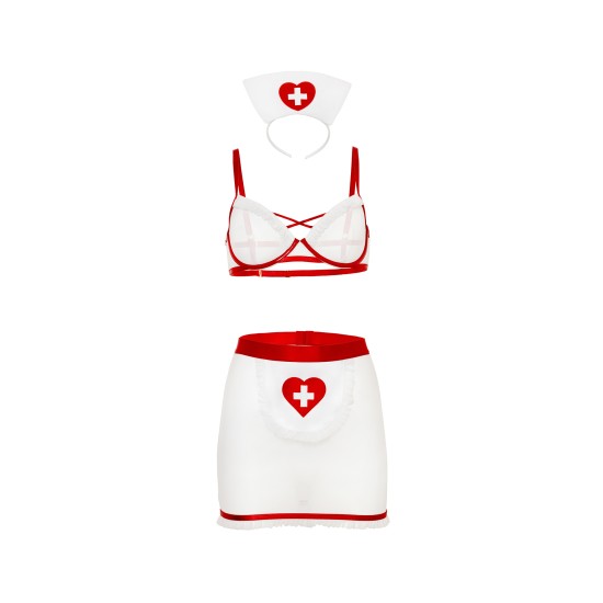Oh La La Cheri - Naughty Nurse Set Plus - 1X/2X - Red/White