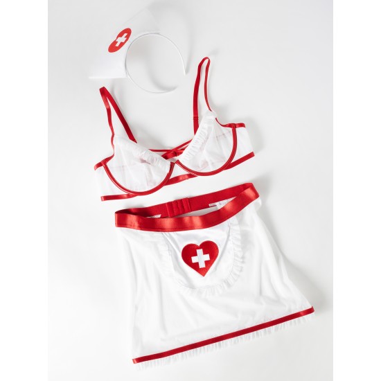 Oh La La Cheri - Naughty Nurse Set Plus - 1X/2X - Red/White