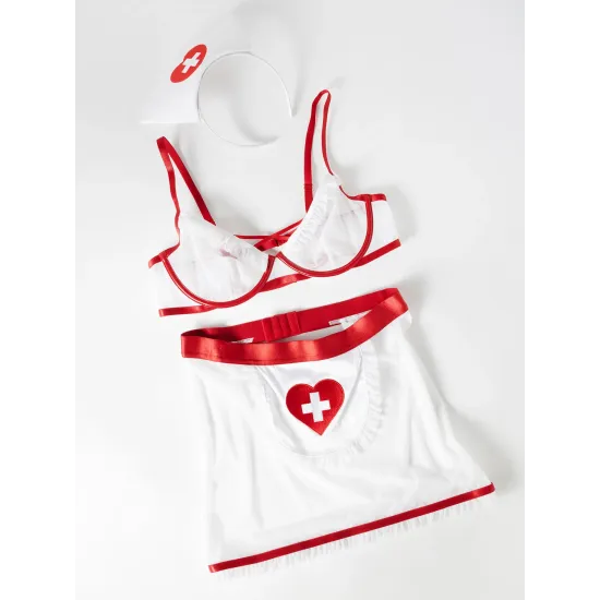 Oh La La Cheri - Naughty Nurse Set Plus - 1X/2X - Red/White Oh La La Cheri - Naughty Nurse Set Plus - 1X/2X - Red/White