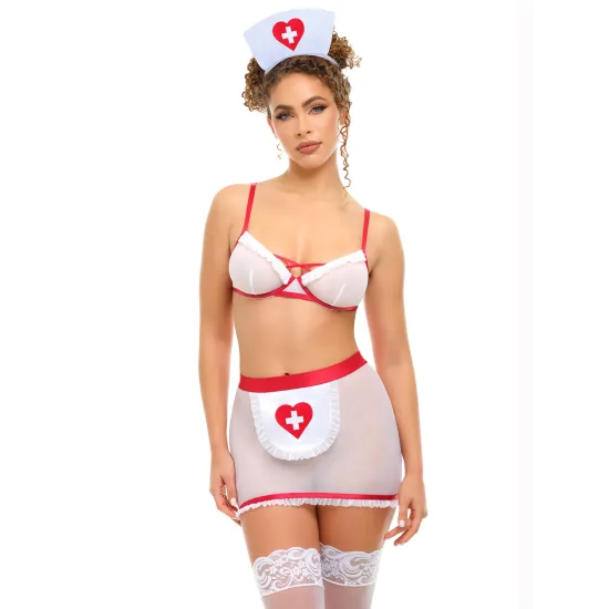 Oh La La Cheri - Naughty Nurse Set - L/XL - Red/White