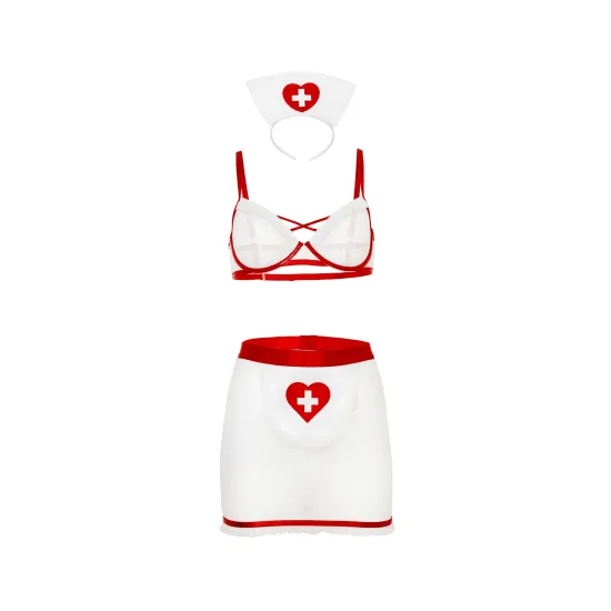 Oh La La Cheri - Naughty Nurse Set - L/XL - Red/White