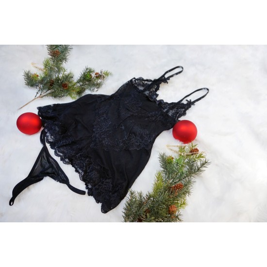 Oh La La Cheri - Valentine Babydoll L Black