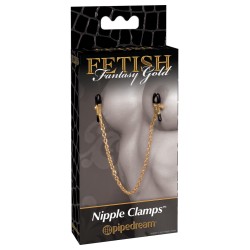 Pipedream - Fetish Fantasy Gold - Chain Nipple Clamps  - Gold/Black