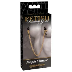 Pipedream - Fetish Fantasy Gold - Chain Nipple Clamps  - Gold/Black