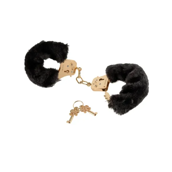 Pipedream - Fetish Fantasy Gold - Deluxe Furry Cuffs - Gold/Black Pipedream - Fetish Fantasy Gold - Deluxe Furry Cuffs - Gold/Black