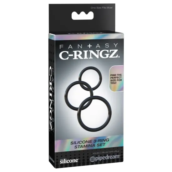 Pipedream - Fantasy C-Ringz - Silicone 3-Ring Stamina Set - Black Pipedream - Fantasy C-Ringz - Silicone 3-Ring Stamina Set - Black