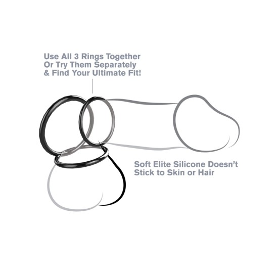 Pipedream - Fantasy C-Ringz - Silicone 3-Ring Stamina Set - Black Pipedream - Fantasy C-Ringz - Silicone 3-Ring Stamina Set - Black