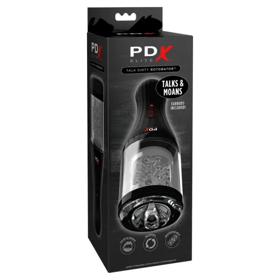 Pipedream - PDX Elite - Talk Dirty Rotobator - Clear/Black Pipedream - PDX Elite - Talk Dirty Rotobator - Clear/Black