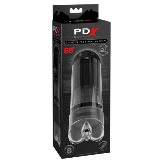 Pipedream - PDX Elite - Extender Pro Vibrating Pump - Clear/Black Pipedream - PDX Elite - Extender Pro Vibrating Pump - Clear/Black