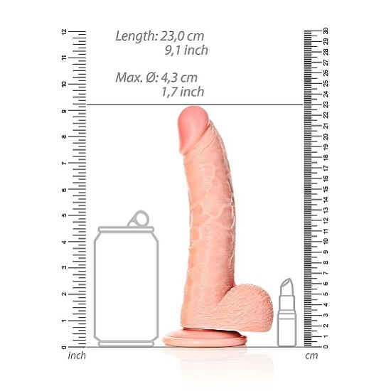 Real Rock - Curved Realistic Dildo & Balls with Suction Cup 8 inches - Skin Real Rock - Curved Realistic Dildo & Balls with Suction Cup 8 inches - Skin