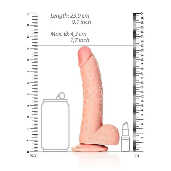Real Rock - Curved Realistic Dildo & Balls with Suction Cup 8 inches - Skin Real Rock - Curved Realistic Dildo & Balls with Suction Cup 8 inches - Skin