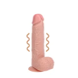 Real Rock - Vibrating Regular Straight Cock with Balls - 7 / 18 cm - Flesh