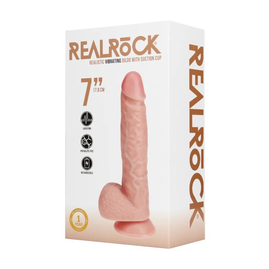Real Rock - Vibrating Regular Straight Cock with Balls - 7 / 18 cm - Flesh Real Rock - Vibrating Regular Straight Cock with Balls - 7 / 18 cm - Flesh
