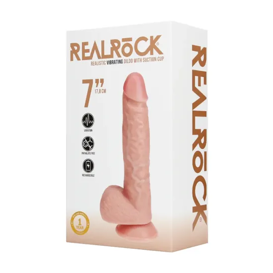 Real Rock - Vibrating Regular Straight Cock with Balls - 7 / 18 cm - Flesh Real Rock - Vibrating Regular Straight Cock with Balls - 7 / 18 cm - Flesh