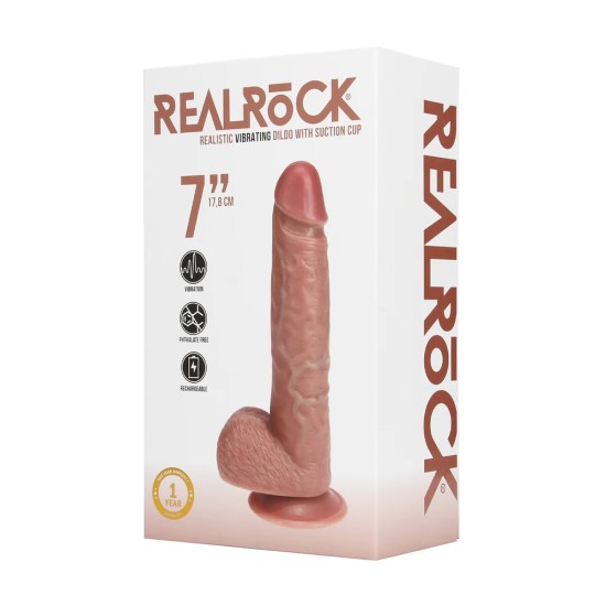 Real Rock - Vibrating Regular Straight Cock with Balls - 7 / 18 cm - Tan Real Rock - Vibrating Regular Straight Cock with Balls - 7 / 18 cm - Tan