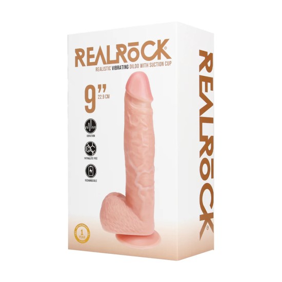 Real Rock - Vibrating Regular Straight Cock with Balls - 9 / 23 cm - Flesh Real Rock - Vibrating Regular Straight Cock with Balls - 9 / 23 cm - Flesh
