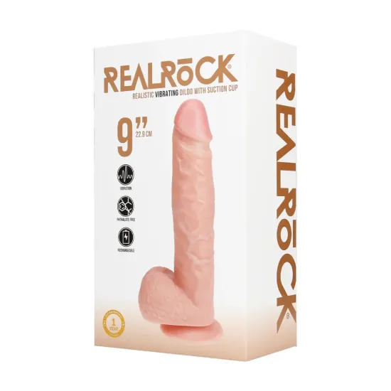 Real Rock - Vibrating Regular Straight Cock with Balls - 9 / 23 cm - Flesh Real Rock - Vibrating Regular Straight Cock with Balls - 9 / 23 cm - Flesh