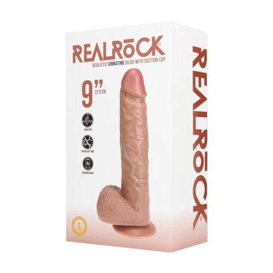Real Rock - Vibrating Regular Straight Cock with Balls - 9 / 23 cm - Tan Real Rock - Vibrating Regular Straight Cock with Balls - 9 / 23 cm - Tan