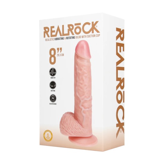 Real Rock - Vibrating and Rotating Straight Cock with Balls - 8 / 20 5 cm - Flesh Real Rock - Vibrating and Rotating Straight Cock with Balls - 8 / 20 5 cm - Flesh