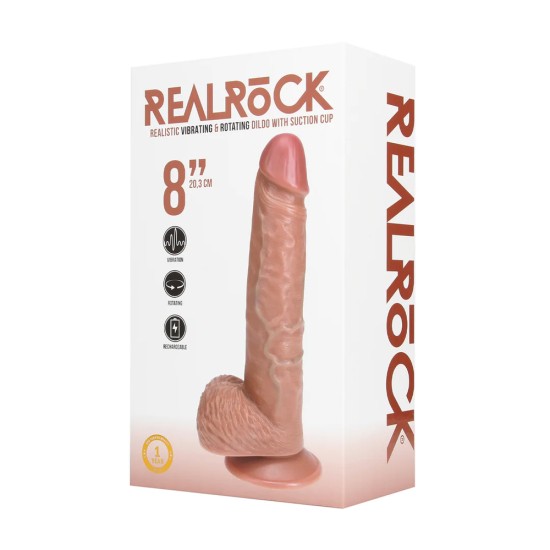 Real Rock - Vibrating and Rotating Straight Cock with Balls - 8 / 20 5 cm - Tan Real Rock - Vibrating and Rotating Straight Cock with Balls - 8 / 20 5 cm - Tan