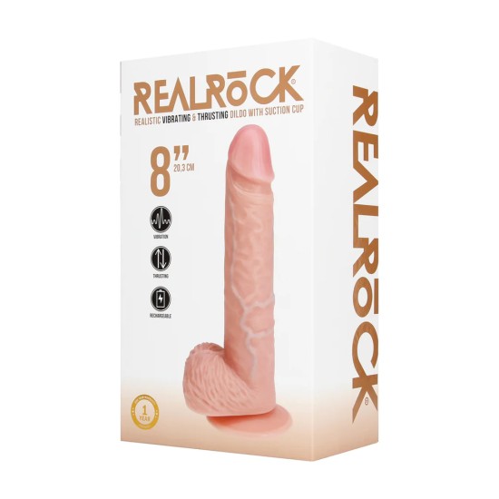 Real Rock - Vibrating and Thrusting Straight Cock with Balls - 8 / 20 5 cm - Flesh Real Rock - Vibrating and Thrusting Straight Cock with Balls - 8 / 20 5 cm - Flesh