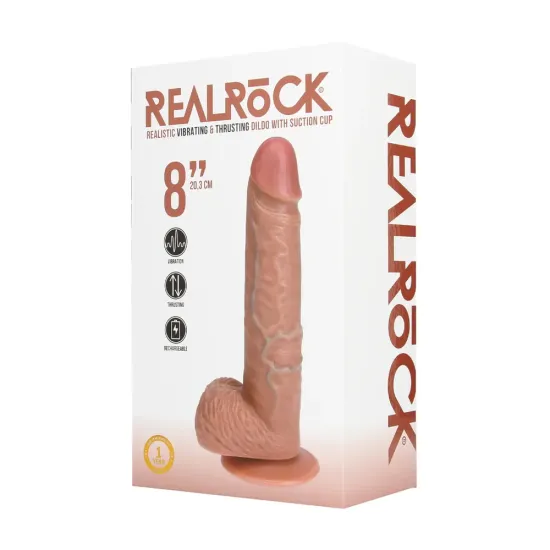 Real Rock - Vibrating and Thrusting Straight Cock with Balls - 8 / 20 5 cm - Tan Real Rock - Vibrating and Thrusting Straight Cock with Balls - 8 / 20 5 cm - Tan