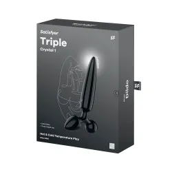 Satisfyer Triple Crystal 1 Glass Dildo - Black