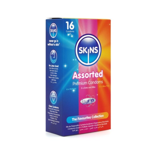 Skins Condoms Assorted 16 Pack - D&R NAT UT Skins Condoms Assorted 16 Pack - D&R NAT UT