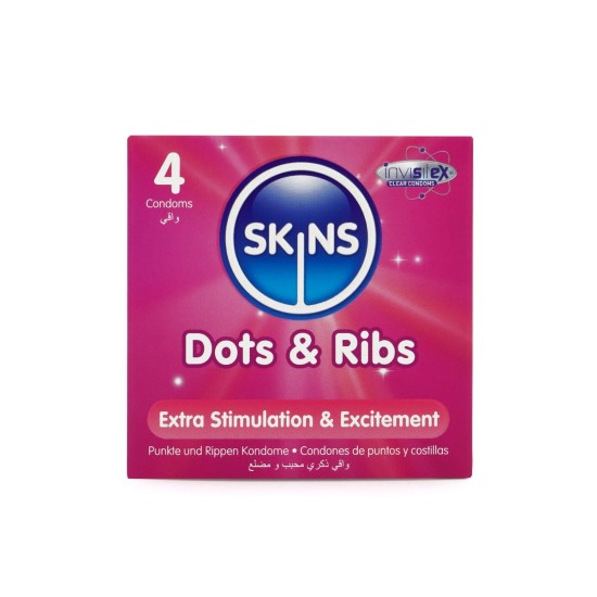 Skins Condoms Dots & Ribs 4 Pack Skins Condoms Dots & Ribs 4 Pack