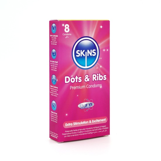 Skins Condoms Dots & Ribs 8 Pack Skins Condoms Dots & Ribs 8 Pack
