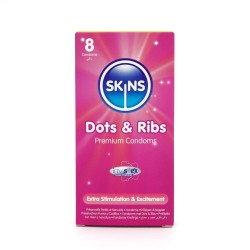 Skins Condoms Dots & Ribs 8 Pack Skins Condoms Dots & Ribs 8 Pack