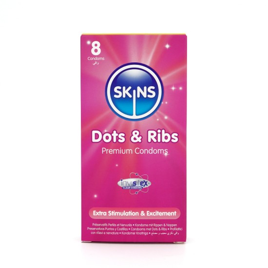 Skins Condoms Dots & Ribs 8 Pack Skins Condoms Dots & Ribs 8 Pack