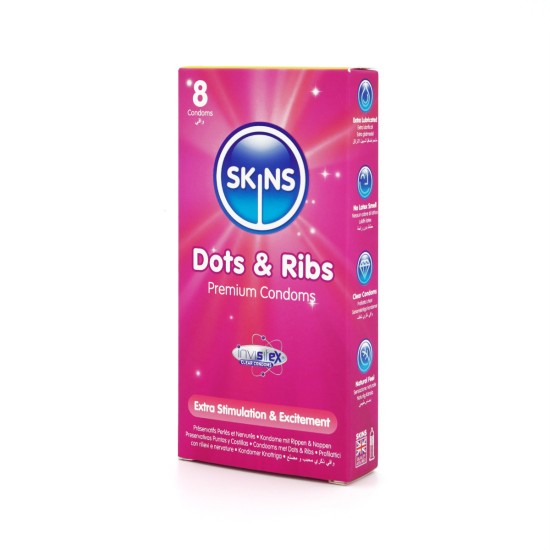 Skins Condoms Dots & Ribs 8 Pack Skins Condoms Dots & Ribs 8 Pack