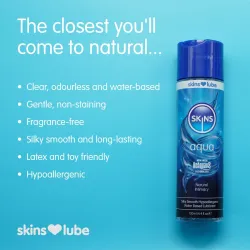 Skins Aqua Water Based Lubricant 4.4 fl oz (130ml) Skins Aqua Water Based Lubricant 4.4 fl oz (130ml)