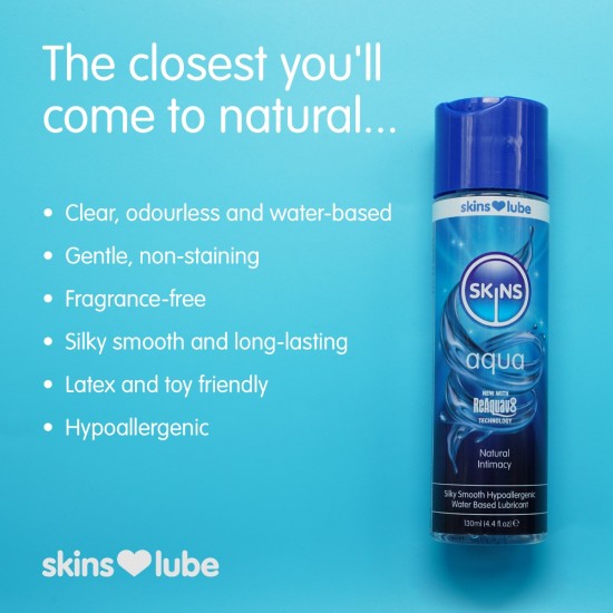 Skins Aqua Water Based Lubricant 4.4 fl oz (130ml) Skins Aqua Water Based Lubricant 4.4 fl oz (130ml)