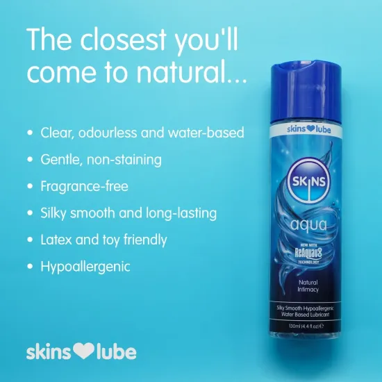 Skins Aqua Water Based Lubricant 4.4 fl oz (130ml) Skins Aqua Water Based Lubricant 4.4 fl oz (130ml)