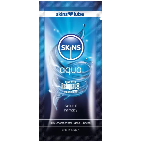 Skins Aqua Water Based Lubricant - 5ml Foil Skins Aqua Water Based Lubricant - 5ml Foil