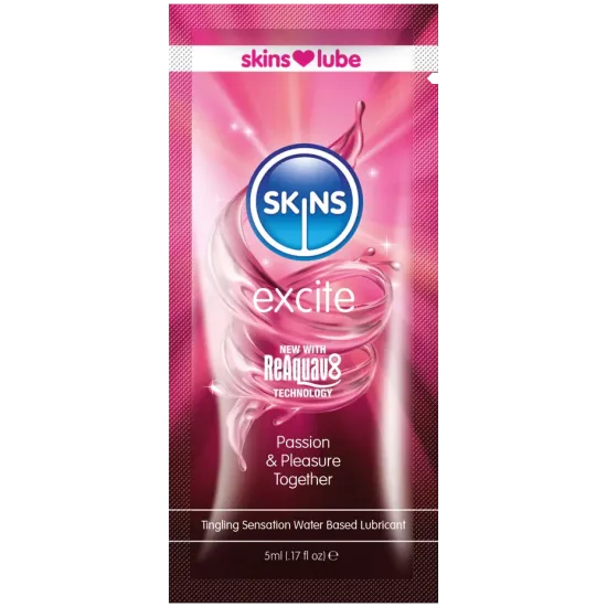 Skins Excite Tingling Water Based Lubricant - 5ml Foil Skins Excite Tingling Water Based Lubricant - 5ml Foil